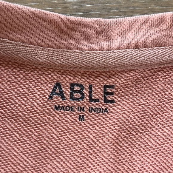 ABLE Norah Puff Sleeve Sweatshirt Pink | M - Picture 3 of 13